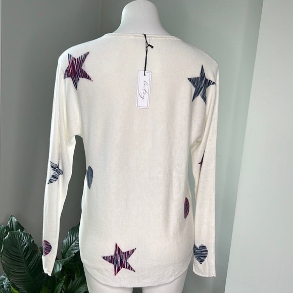 NWT Brit NY Pullover Cashmere blend Sweater stars size XS - Picture 2 of 6